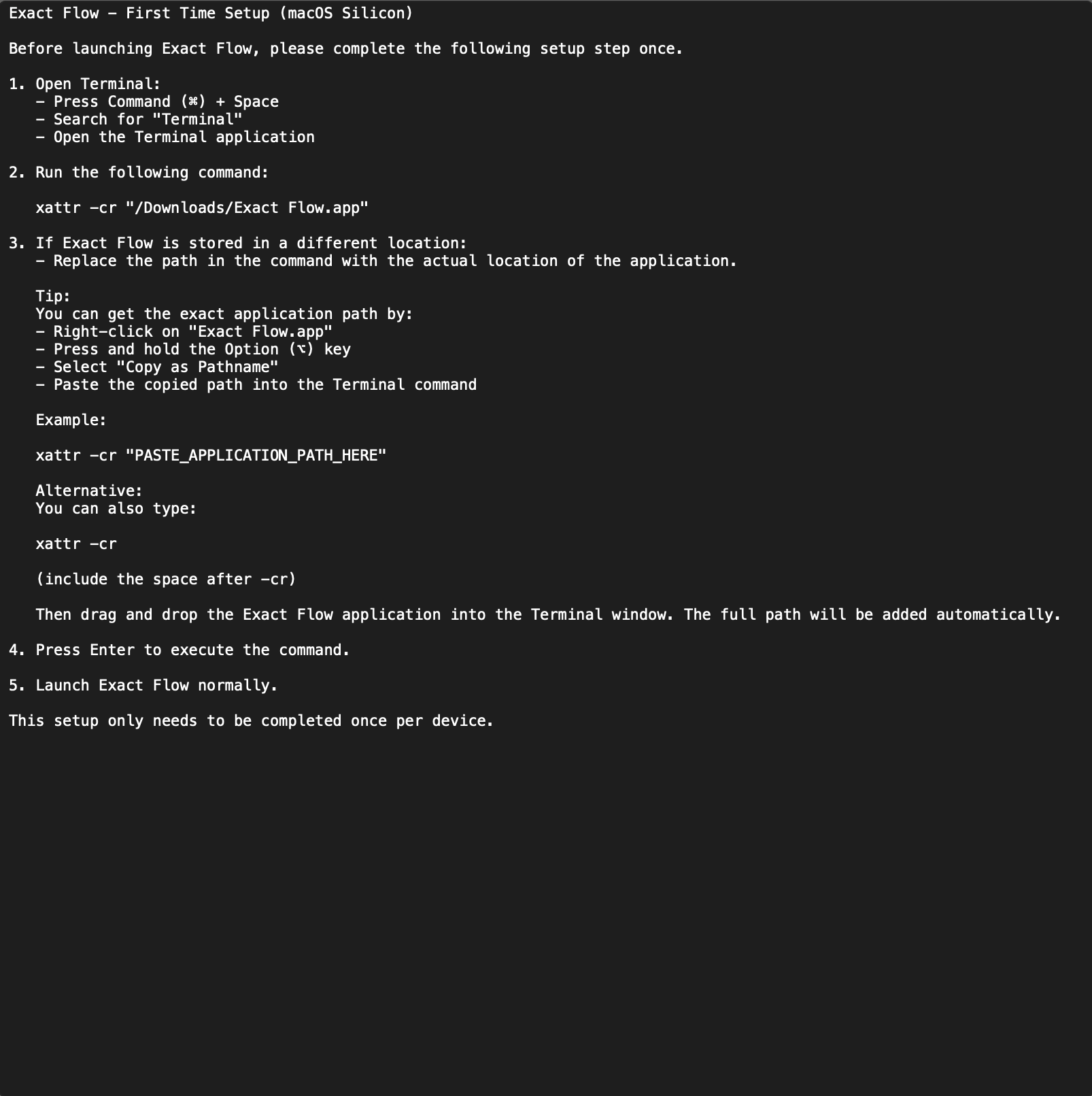 Application- Setup